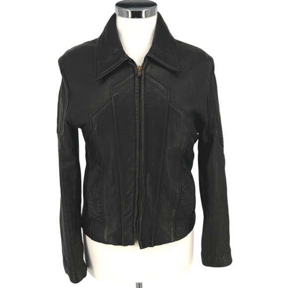 Hideout Vintage Womens Leather Jacket Moto Apparel Black Size 36 - Picture 14 of 16